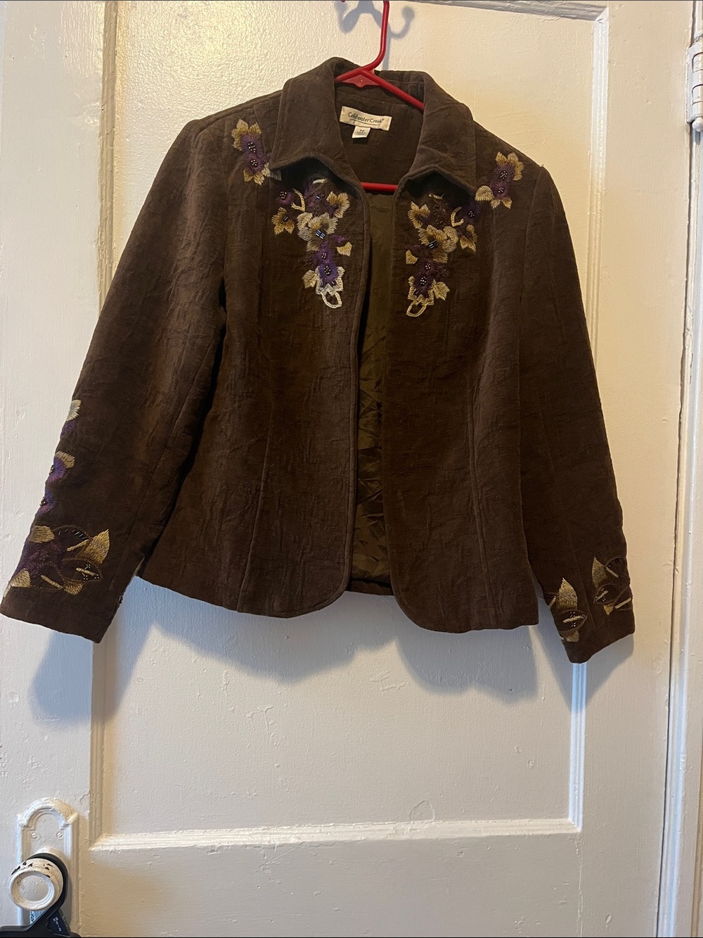 Coldwater Creek Brown Embroidered Floral Blazer